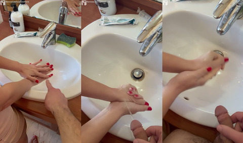 Lana Michaels Washes Her Hands Then Masturbates