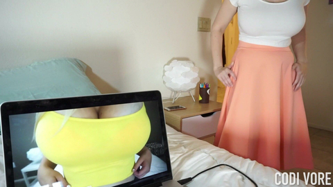 Codi Vore Catches Her Stepson Watching Her Porn And Joins In