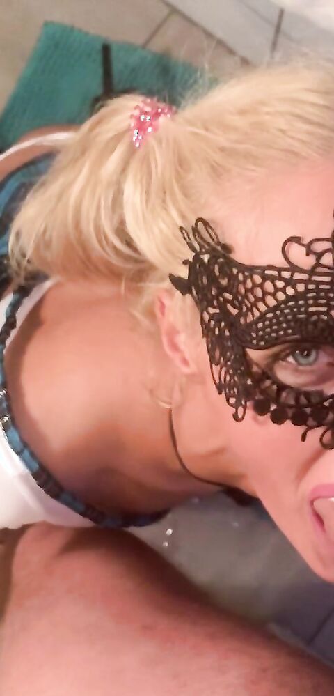 Throat GOAT - He pissed on me at a masquerade party - ManyVids - deepthroat - blonde - pov - big dick - small tits