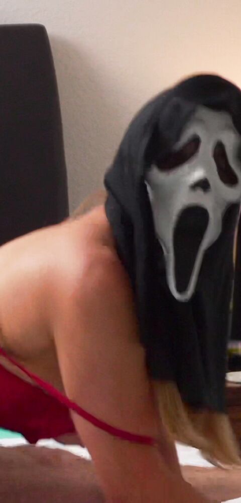 Kymber Leigh - GhostFace Fucker Halloween Surprise 2of3 - ManyVids - milf - blonde - blowjob - big dick - big tits - tattoo - taboo - pov