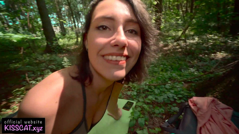 Fit sister fucks brother in public forest