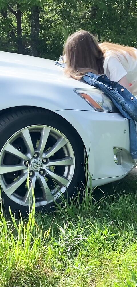 DvaBitch - Outdoors Risky Public Sex, Bent Over Car - Onlyfans - OnlyFans - outdoor - public - blonde - teen - pov - natural tits - blowjob - big dick - deepthroat