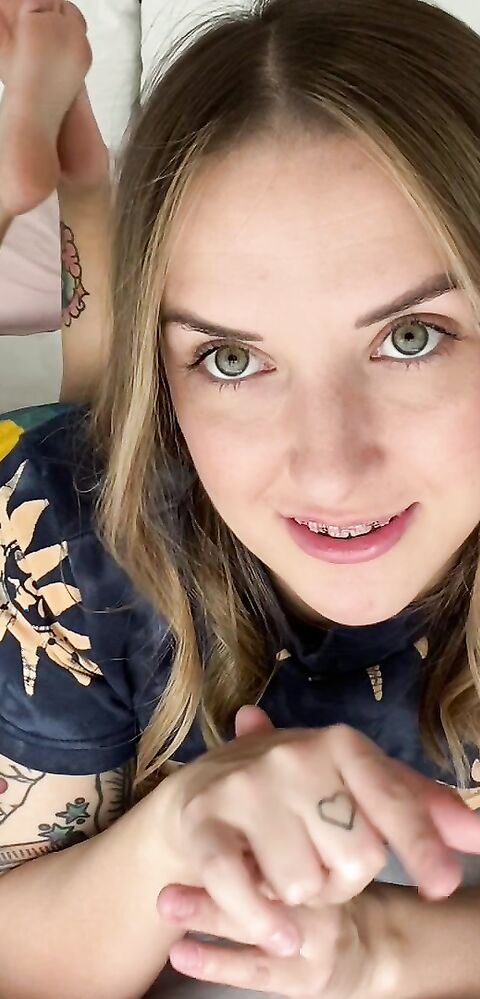 Evie Jones - GF Sends You Cute JOI During Covid - ManyVids - jerk off instruction - blonde - tattoo - pov - small tits - natural tits - blowjob