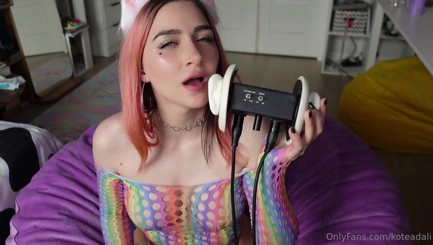 ASMR Kotya - ASMR Ear Licking with nipples!