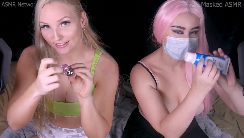 Fit Chick Amy and Masked ASMR - Massage - Two oiled Hoes