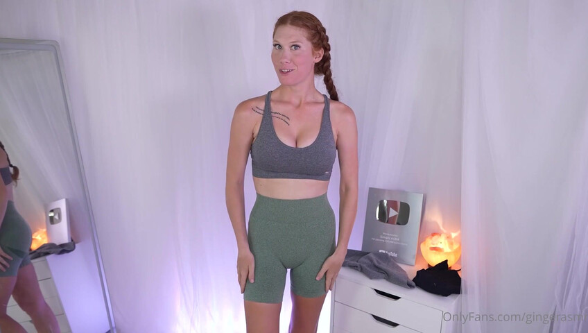 Ginger ASMR - Stretching Pulling and Trying On Yoga Shorts for Relief