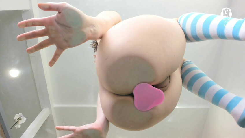 ASMR Bunny - Cute Teen Fucks Dildo on Glass Table