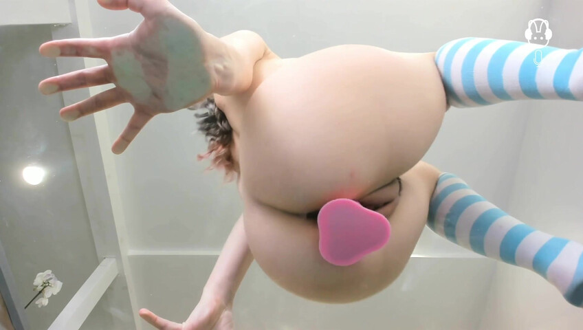 ASMR Bunny - Cute Teen Fucks Dildo on Glass Table