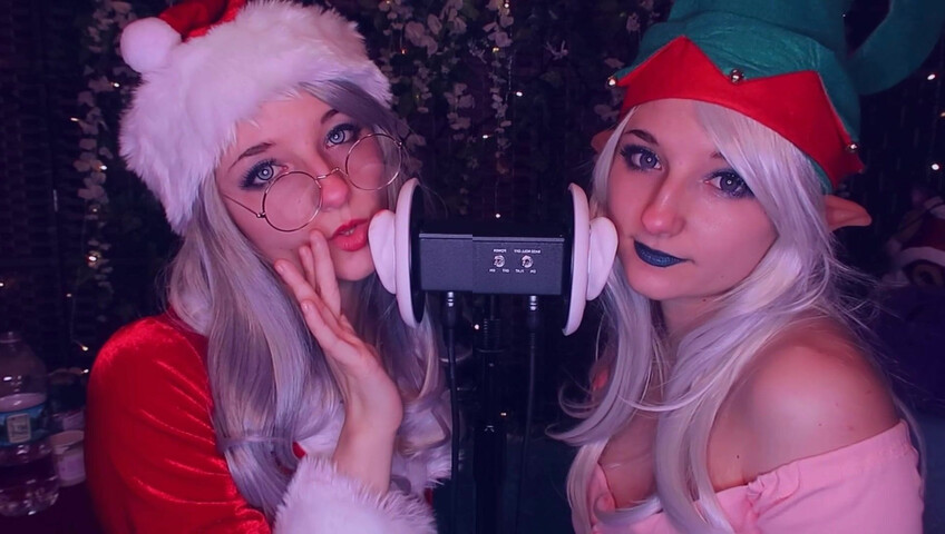 AftynRose ASMR - Christmas Twins Ear Licking