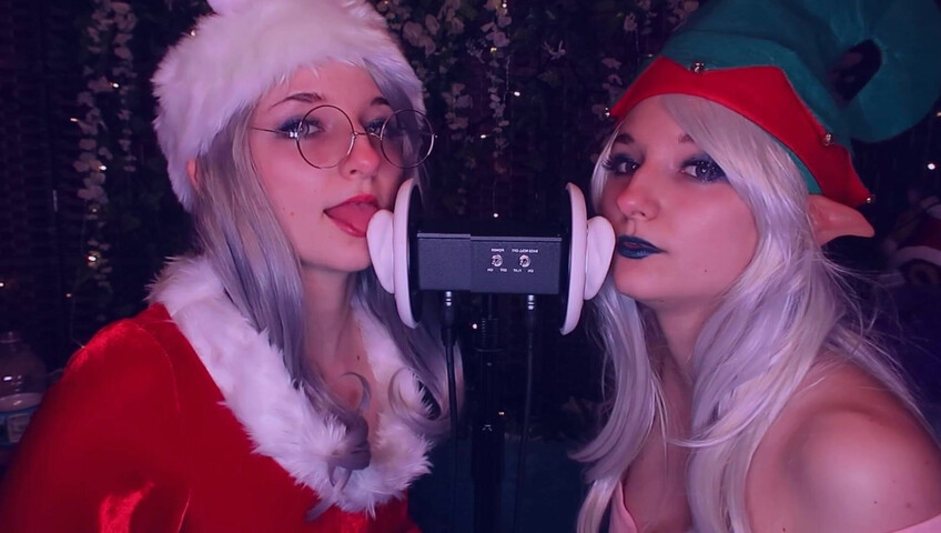 AftynRose ASMR - Christmas Twins Ear Licking