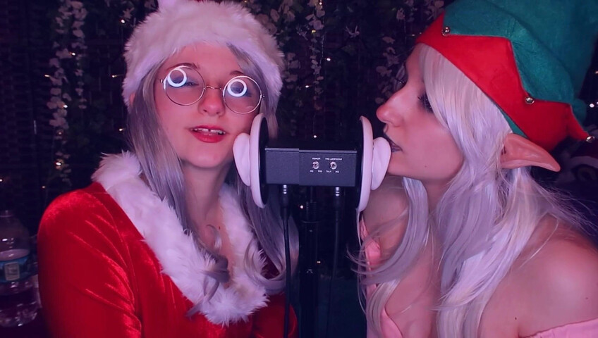AftynRose ASMR - Christmas Twins Ear Licking