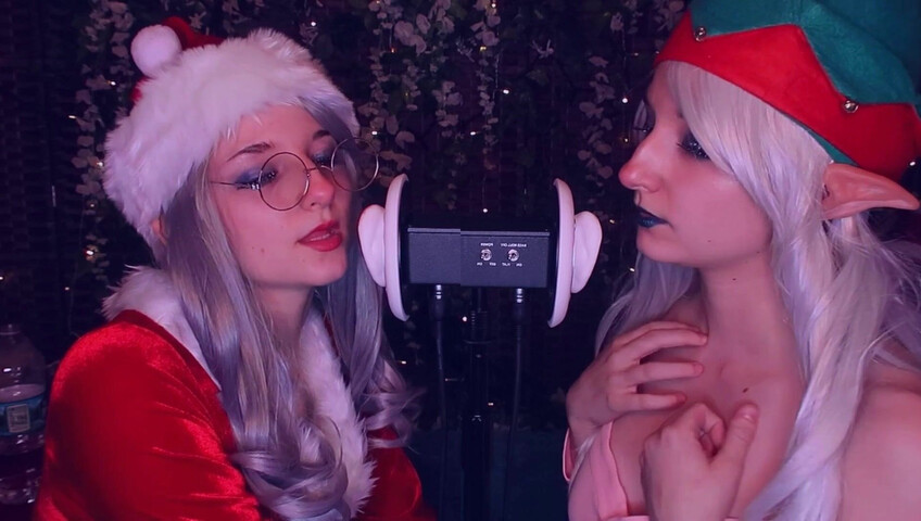 AftynRose ASMR - Christmas Twins Ear Licking