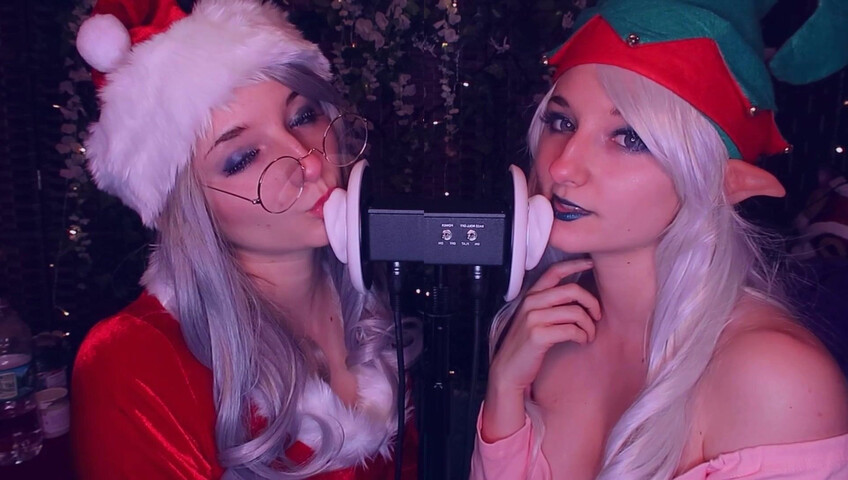 AftynRose ASMR - Christmas Twins Ear Licking