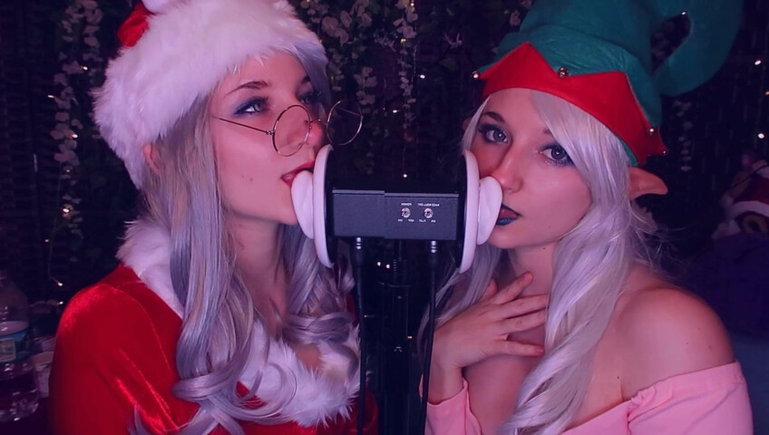 AftynRose ASMR - Christmas Twins Ear Licking