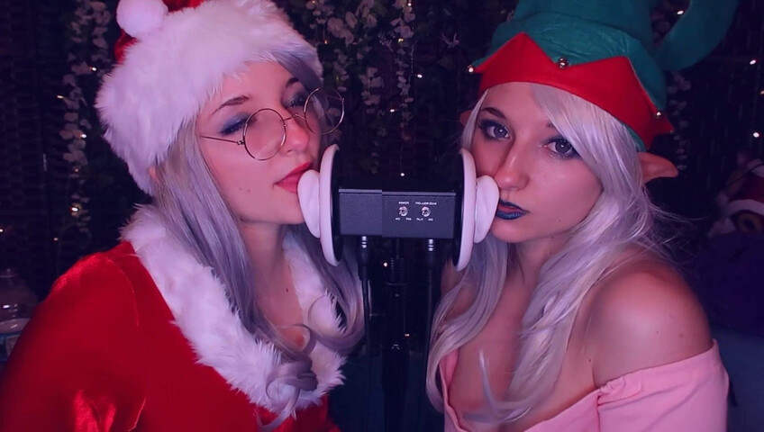 AftynRose ASMR - Christmas Twins Ear Licking