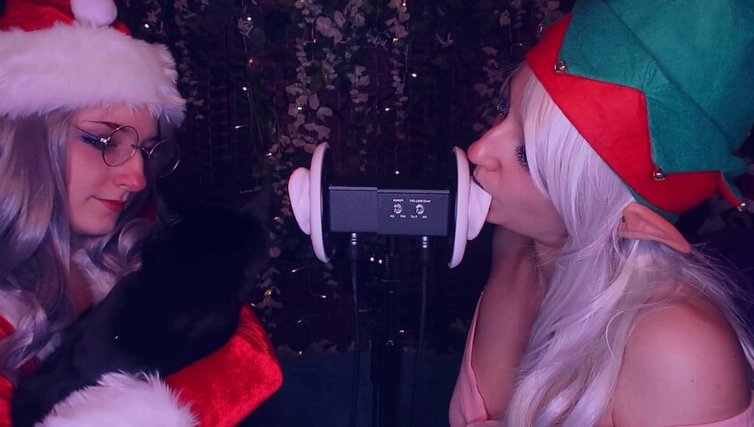 AftynRose ASMR - Christmas Twins Ear Licking