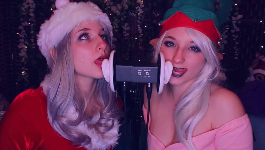 AftynRose ASMR - Christmas Twins Ear Licking