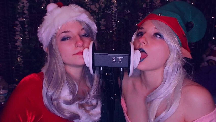 AftynRose ASMR - Christmas Twins Ear Licking