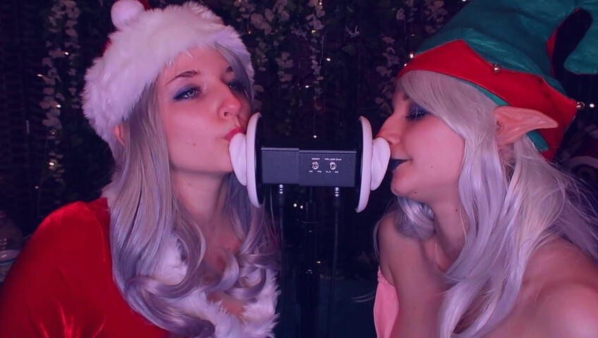 AftynRose ASMR - Christmas Twins Ear Licking
