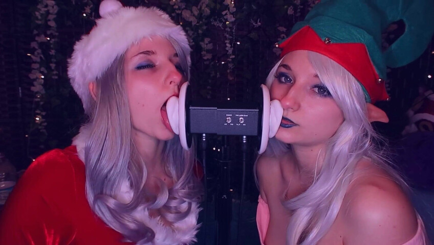 AftynRose ASMR - Christmas Twins Ear Licking