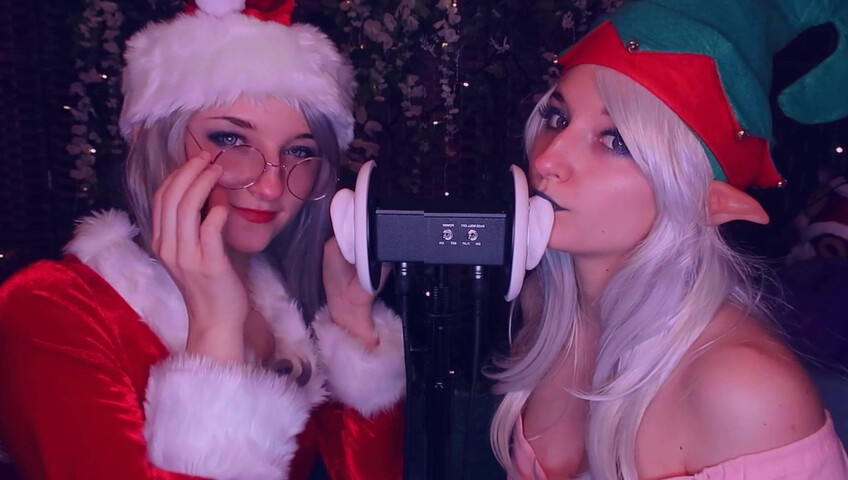 AftynRose ASMR - Christmas Twins Ear Licking