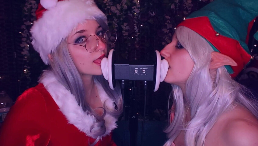AftynRose ASMR - Christmas Twins Ear Licking