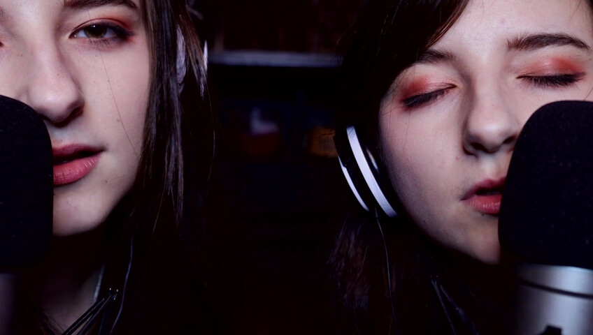 AftynRose ASMR - twin moaning breathing kissing licking