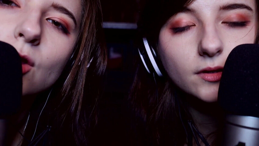 AftynRose ASMR - twin moaning breathing kissing licking