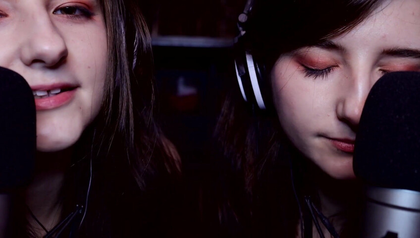 AftynRose ASMR - twin moaning breathing kissing licking