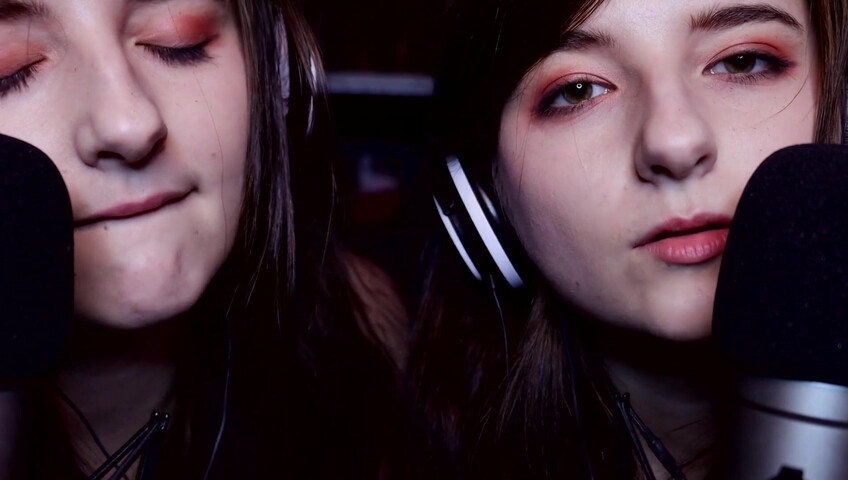 AftynRose ASMR - twin moaning breathing kissing licking