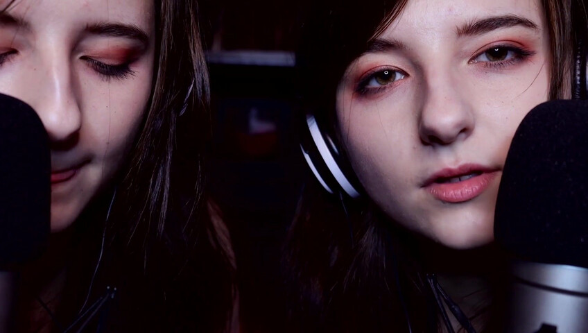 AftynRose ASMR - twin moaning breathing kissing licking