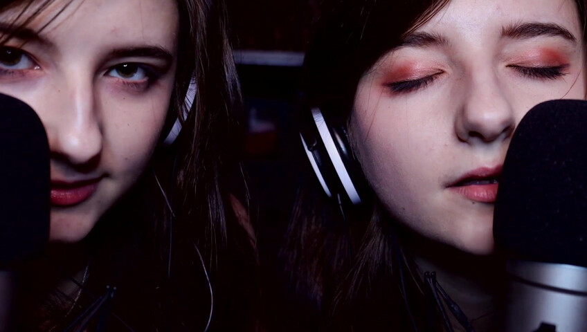 AftynRose ASMR - twin moaning breathing kissing licking