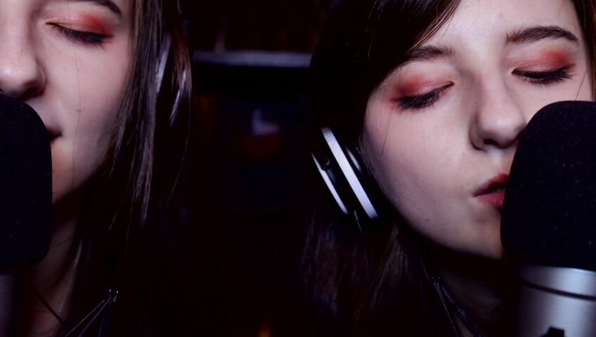 AftynRose ASMR - twin moaning breathing kissing licking