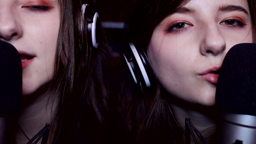 AftynRose ASMR - twin moaning breathing kissing licking