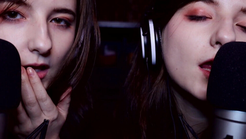 AftynRose ASMR - twin moaning breathing kissing licking