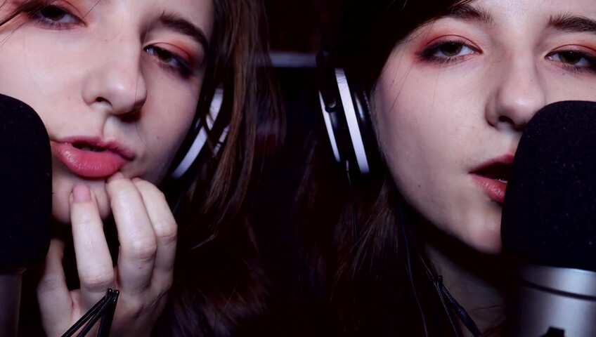 AftynRose ASMR - twin moaning breathing kissing licking