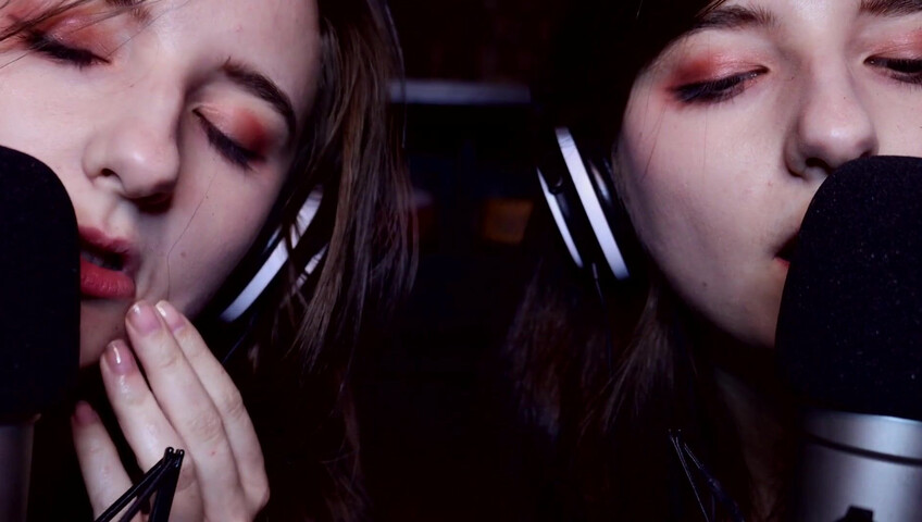 AftynRose ASMR - twin moaning breathing kissing licking