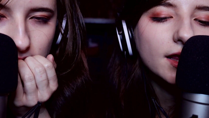 AftynRose ASMR - twin moaning breathing kissing licking