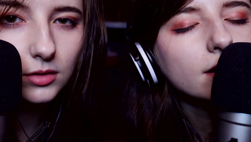 AftynRose ASMR - twin moaning breathing kissing licking