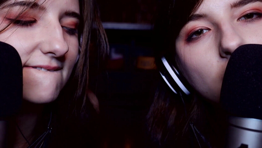 AftynRose ASMR - twin moaning breathing kissing licking