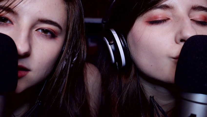 AftynRose ASMR - twin moaning breathing kissing licking