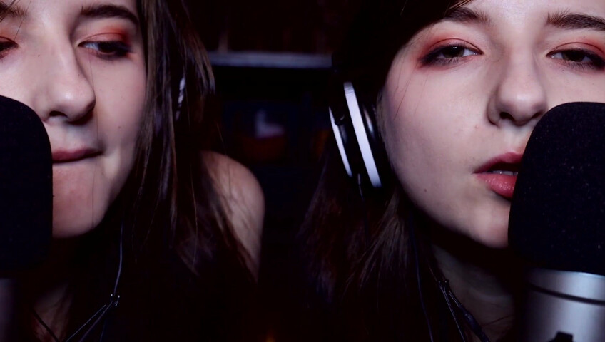 AftynRose ASMR - twin moaning breathing kissing licking