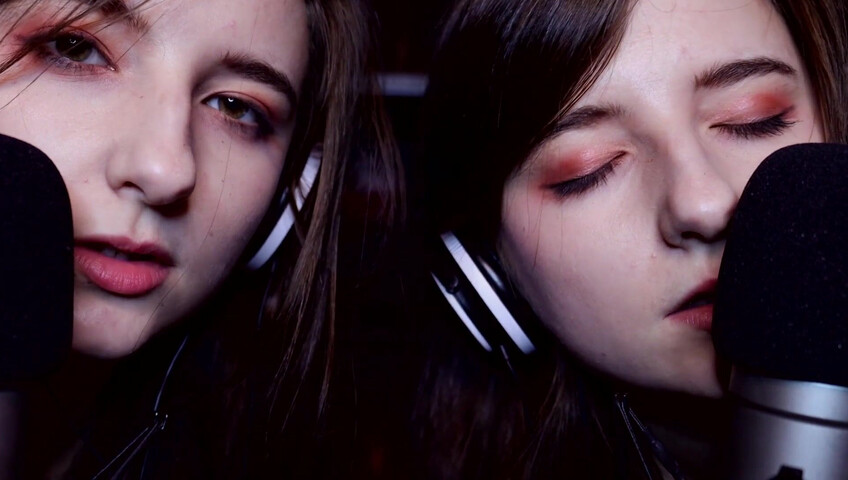 AftynRose ASMR - twin moaning breathing kissing licking