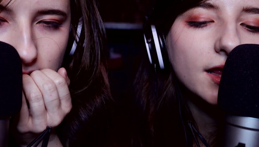 AftynRose ASMR - twin moaning breathing kissing licking