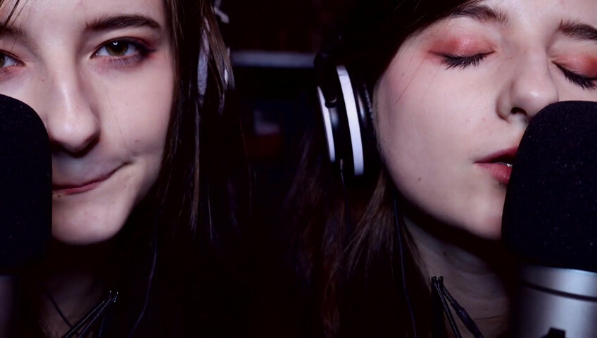 AftynRose ASMR - twin moaning breathing kissing licking