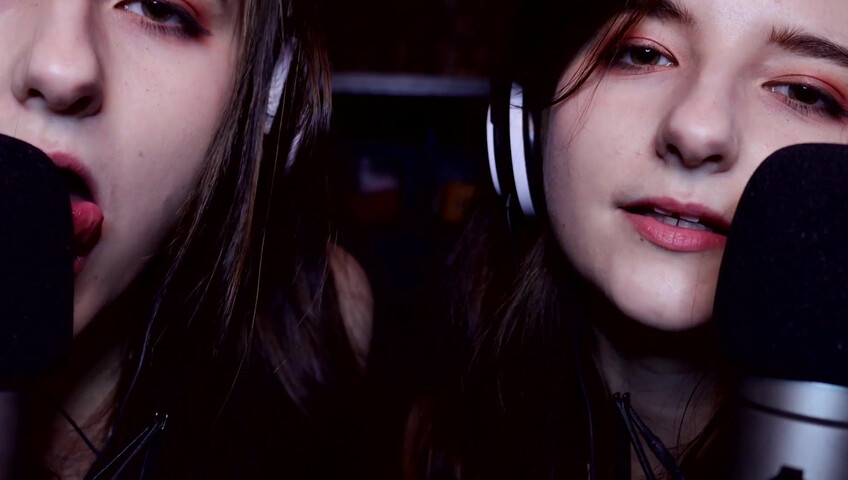 AftynRose ASMR - twin moaning breathing kissing licking