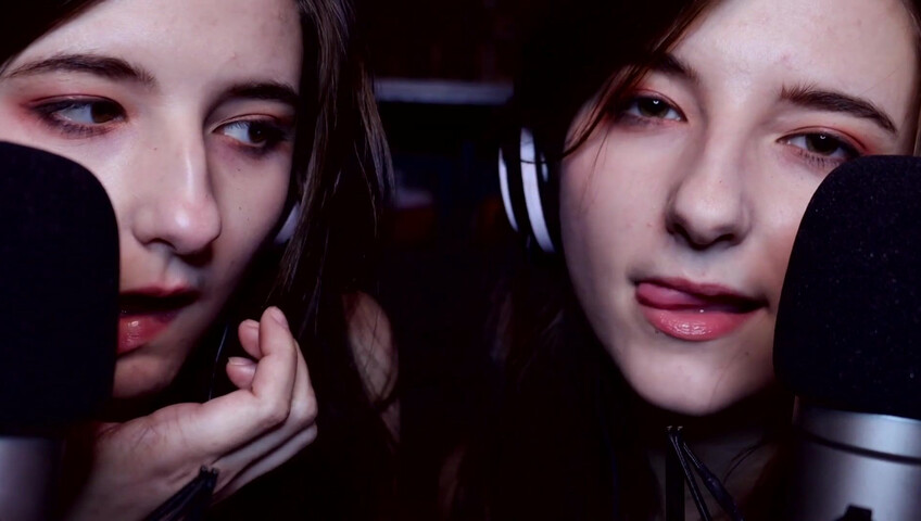 AftynRose ASMR - twin moaning breathing kissing licking