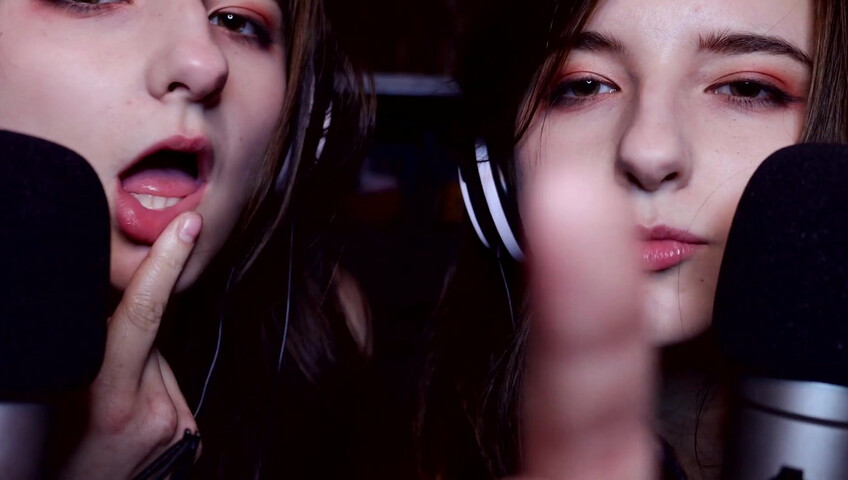 AftynRose ASMR - twin moaning breathing kissing licking