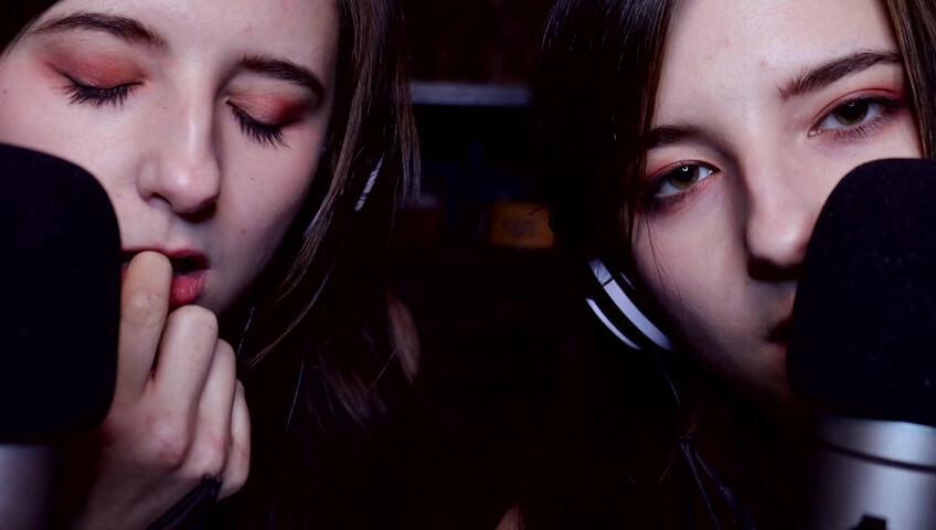 AftynRose ASMR - twin moaning breathing kissing licking