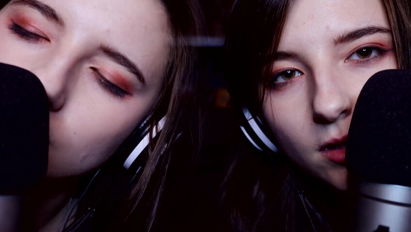 AftynRose ASMR - twin moaning breathing kissing licking